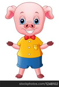 Cartoon pig raising his arms