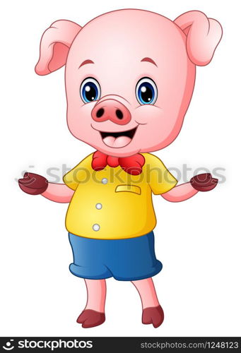 Cartoon pig raising his arms