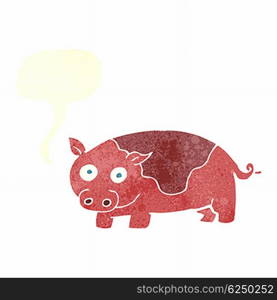 cartoon pig with speech bubble