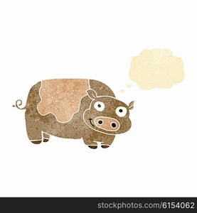 cartoon pig with thought bubble