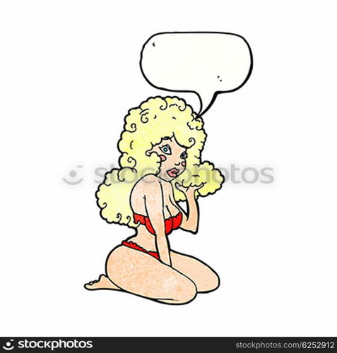 cartoon pin up girl with speech bubble