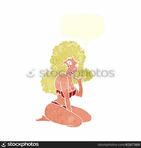 cartoon pin up girl with speech bubble