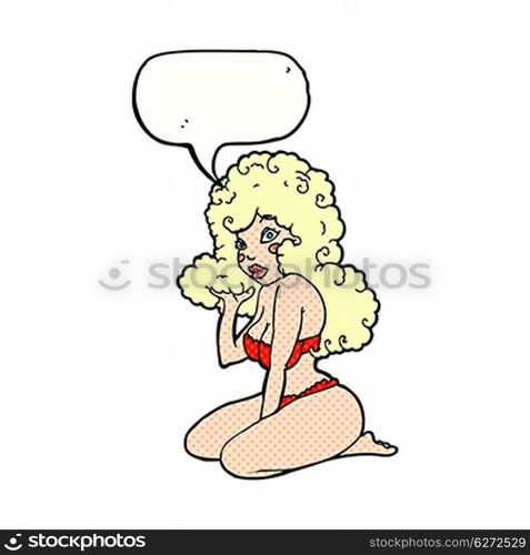 cartoon pin up girl with speech bubble