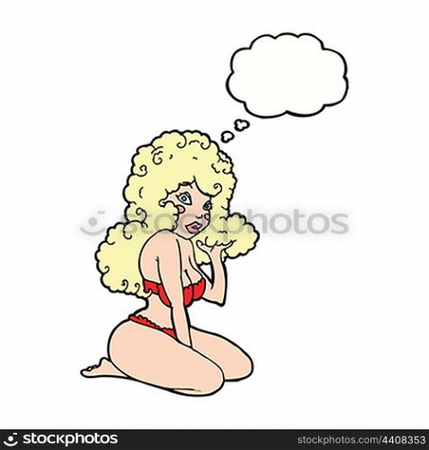 cartoon pin up girl with thought bubble