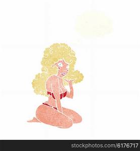 cartoon pin up girl with thought bubble