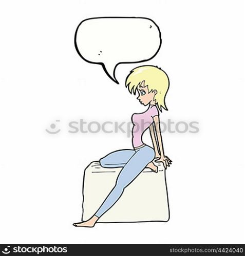 cartoon pin up pose girl with speech bubble
