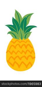 Cartoon pineapple for use in game design. Vector pineapple fruit, healthy food cartoon illustration, fresh tropical. Cartoon pineapple for use in game design