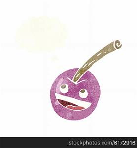 cartoon pink cherry symbol with thought bubble