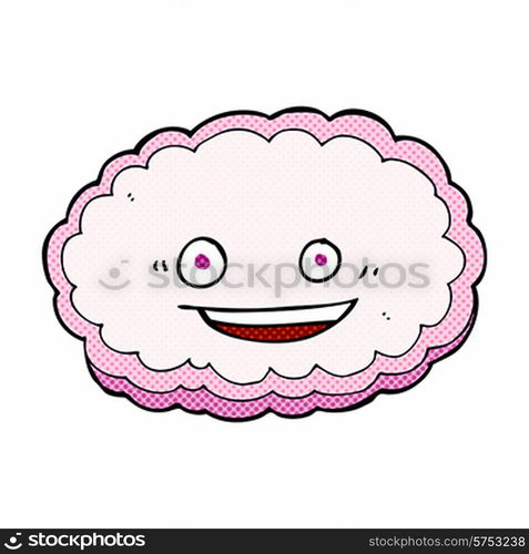 cartoon pink cloud with happy face