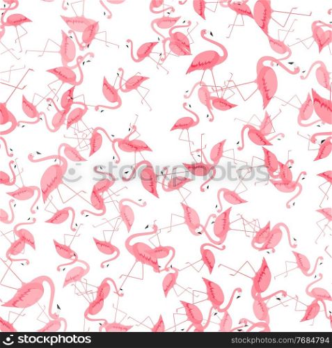 Cartoon Pink Flamingo. Seamless Pattern Background. Vector Illustration. Cartoon Pink Flamingo. Seamless Pattern Background. Vector Illustration. EPS10