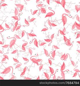 Cartoon Pink Flamingo. Seamless Pattern Background. Vector Illustration. Cartoon Pink Flamingo. Seamless Pattern Background. Vector Illustration. EPS10