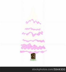 cartoon pink snowy tree