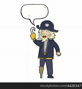 cartoon pirate captain with speech bubble