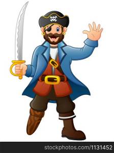 Cartoon pirate holding a sword