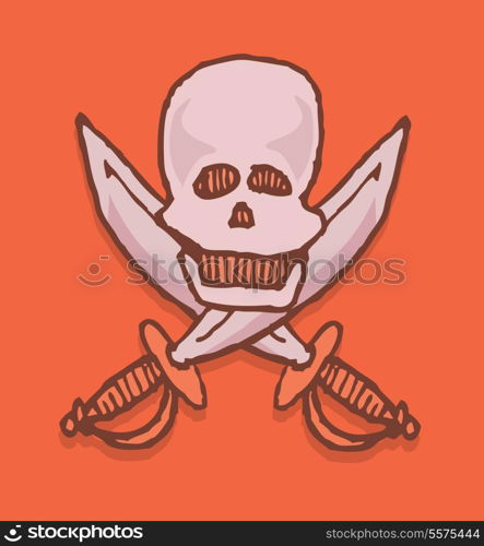 Cartoon pirate icon / Skull and swords emblem