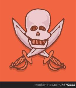 Cartoon pirate icon / Skull and swords emblem