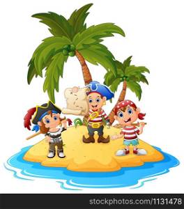 cartoon pirate in the island