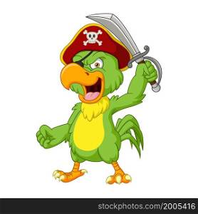 Cartoon pirate parrot holding a sword