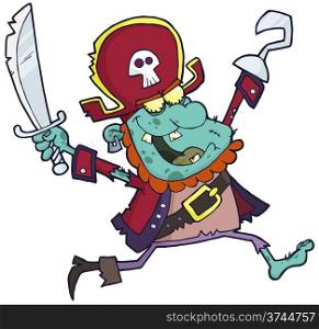Cartoon Pirate Zombie With A Cutlass
