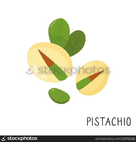 Cartoon pistachio isolated on white background.. Cartoon pistachio isolated on white background
