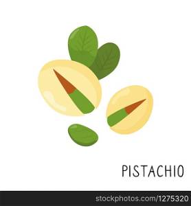 Cartoon pistachio isolated on white background.. Cartoon pistachio isolated on white background