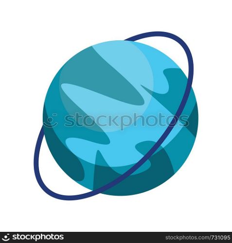 Cartoon planet Uranus on white background vector illustration.