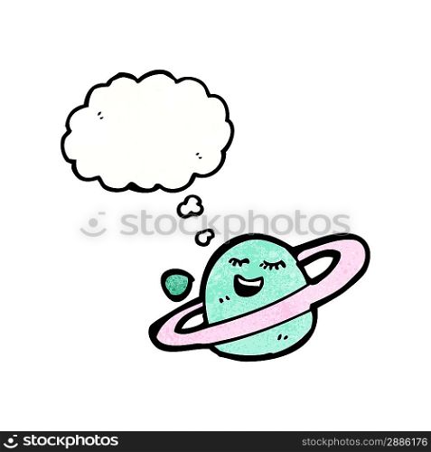 cartoon planet with thought bubble