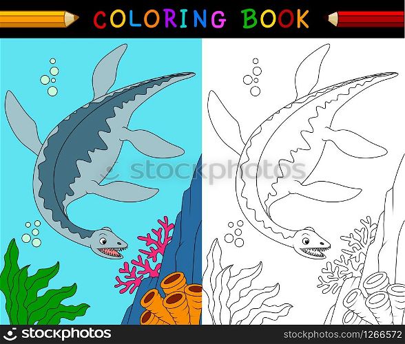 Cartoon plesiosaurus coloring book