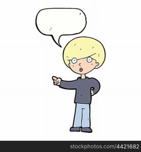 cartoon pointing boy with speech bubble