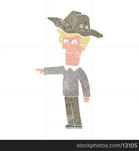 cartoon pointing man wearing hat