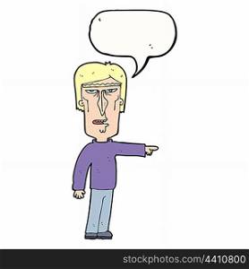 cartoon pointing man with speech bubble
