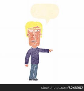 cartoon pointing man with speech bubble