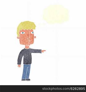 cartoon pointing man with speech bubble