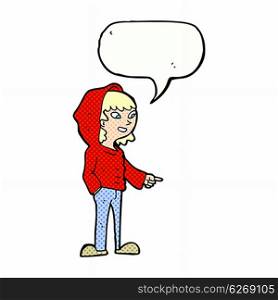 cartoon pointing teenager with speech bubble