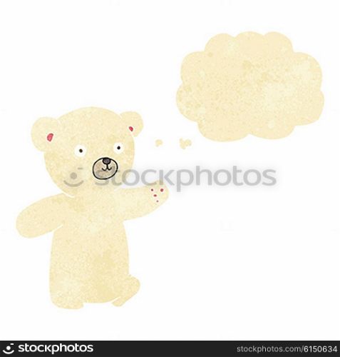 cartoon polar bear cub with thought bubble