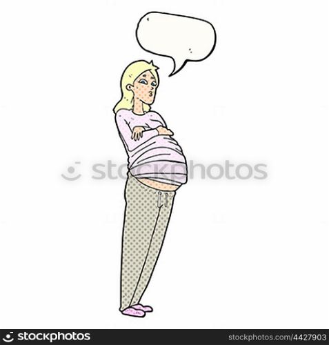 cartoon pregnant woman with speech bubble