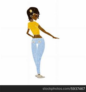 cartoon pretty girl in jeans and tee