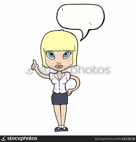 cartoon pretty girl with idea with speech bubble