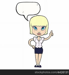 cartoon pretty girl with idea with speech bubble