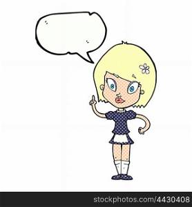 cartoon pretty maid with speech bubble