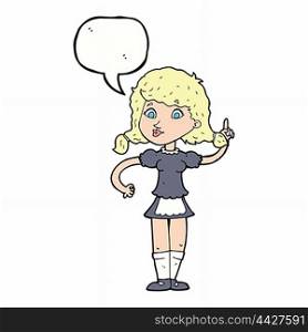 cartoon pretty maid woman with speech bubble