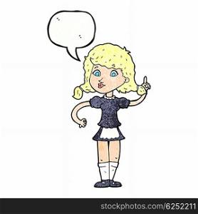 cartoon pretty maid woman with speech bubble