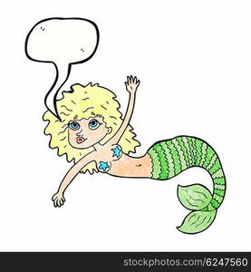 cartoon pretty mermaid with speech bubble