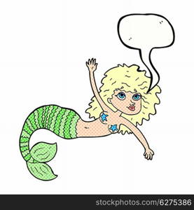 cartoon pretty mermaid with speech bubble