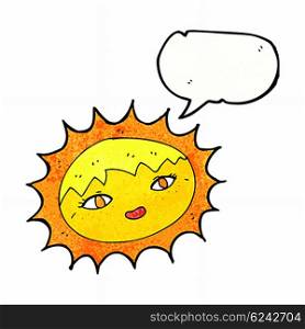 cartoon pretty sun with speech bubble