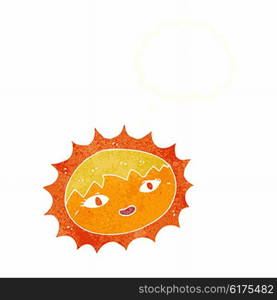 cartoon pretty sun with thought bubble