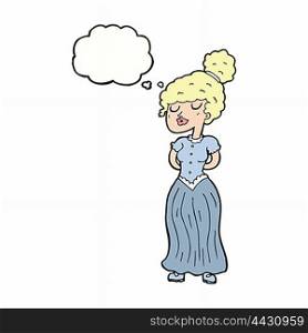 cartoon pretty victorian woman with thought bubble
