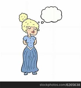 cartoon pretty victorian woman with thought bubble