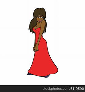 cartoon pretty woman in dress