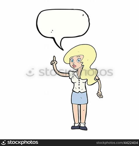 cartoon pretty woman with idea with speech bubble